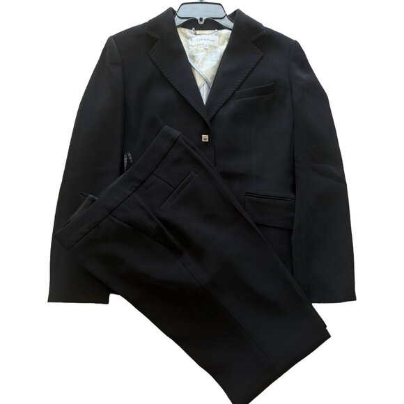 Calvin Klein Black Blazer & Pants Suit Set Sz 8P - Picture 1 of 5